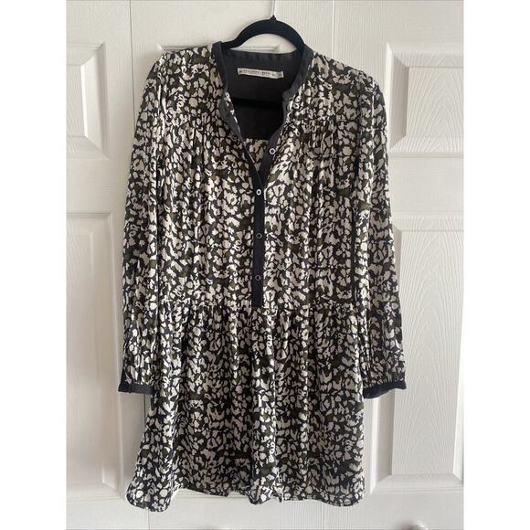 Pepe Jeans London Women's Medium Animal Print Dress‎ Y2K Long Sleeve Peach Treat - Picture 1 of 4